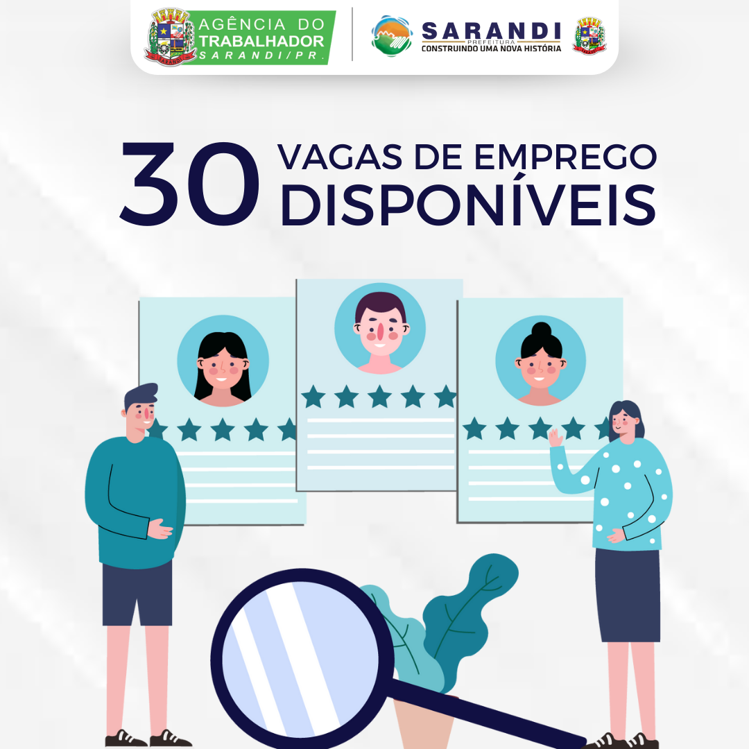 A Agência do Trabalhador de Sarandi está com 30 vagas de emprego para Vendedor Externo